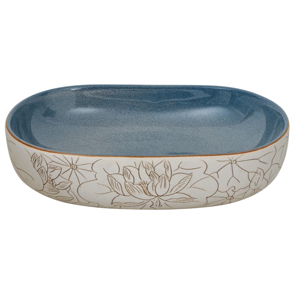 vidaXL Countertop Basin Sand and Blue Oval 59x40x14 cm Ceramic