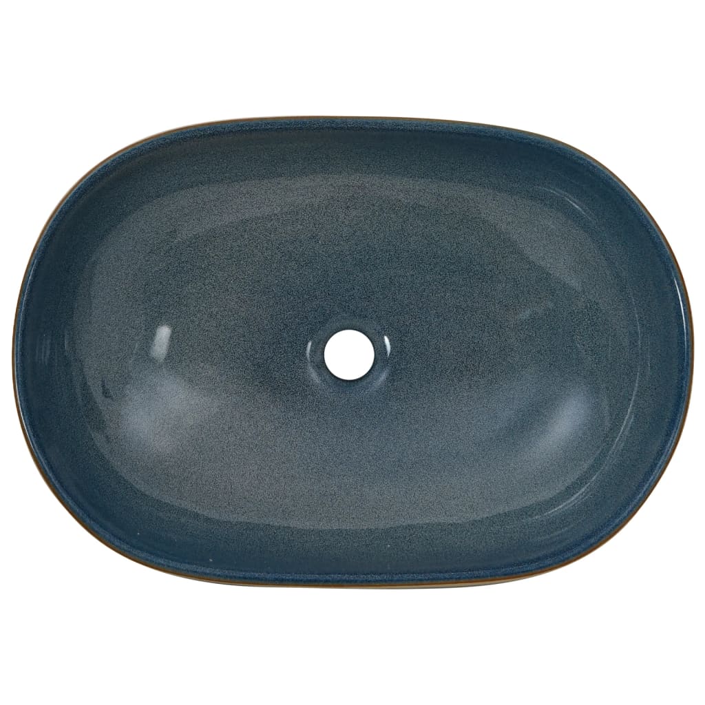 vidaXL Countertop Basin Sand and Blue Oval 59x40x14 cm Ceramic