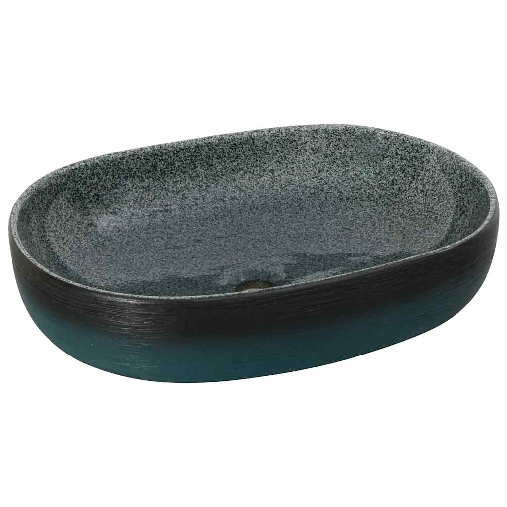 vidaXL Countertop Basin Turquoise Oval 59x40x14 cm Ceramic