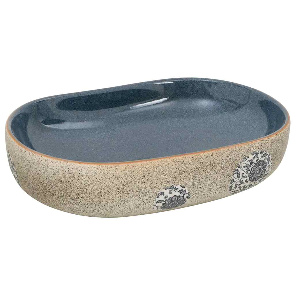 vidaXL Countertop Basin Sand and Blue Oval 59x40x14 cm Ceramic