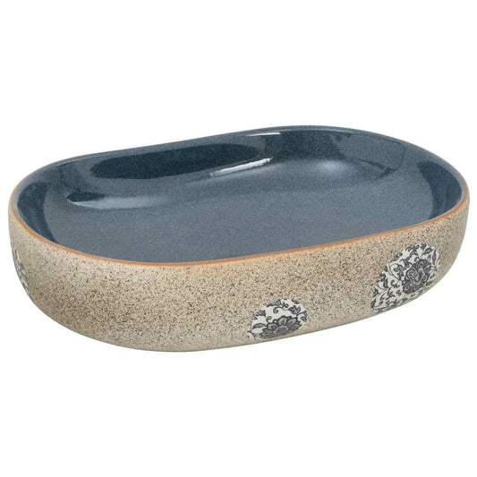 vidaXL Countertop Basin Sand and Blue Oval 59x40x14 cm Ceramic