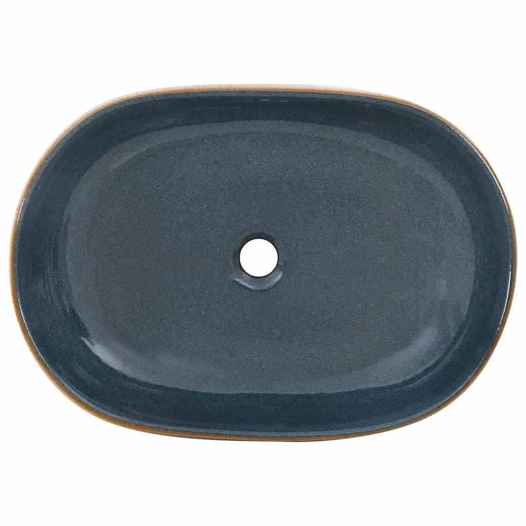 vidaXL Countertop Basin Sand and Blue Oval 59x40x14 cm Ceramic