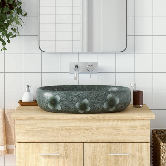 vidaXL Countertop Basin Blue Oval 59x40x14 cm Ceramic