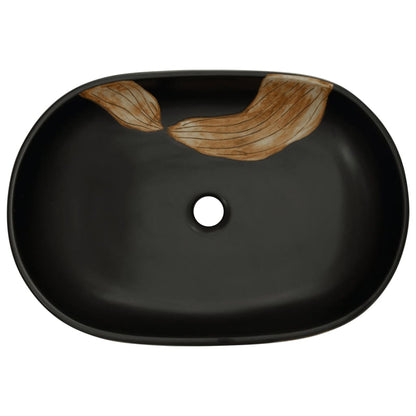 vidaXL Countertop Basin Black Oval 59x40x14 cm Ceramic