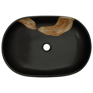 vidaXL Countertop Basin Black Oval 59x40x14 cm Ceramic