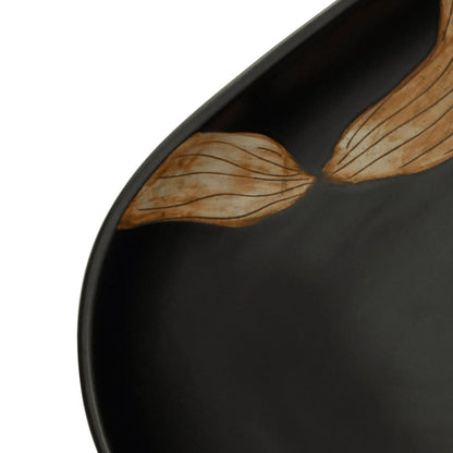 vidaXL Countertop Basin Black Oval 59x40x14 cm Ceramic