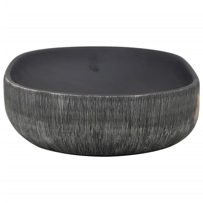 vidaXL Countertop Basin Grey and Black Oval 59x40x14 cm Ceramic