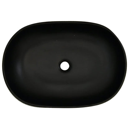 vidaXL Countertop Basin Grey and Black Oval 59x40x14 cm Ceramic
