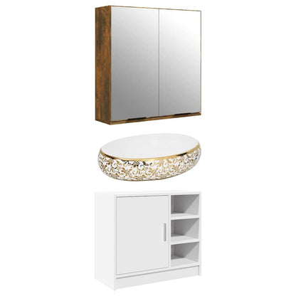 vidaXL Countertop Basin White and Gold Oval 59x40x15 cm Ceramic