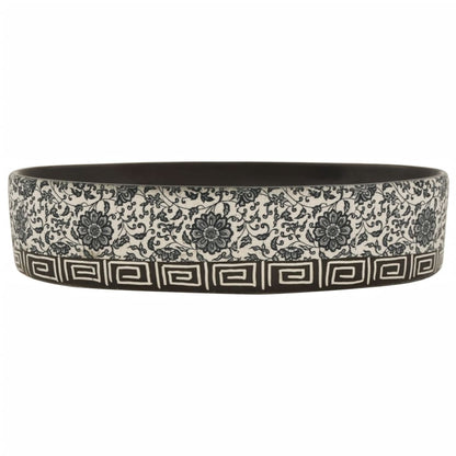 vidaXL Countertop Basin Black and Blue Oval 56.5x36.5x13.5 cm Ceramic