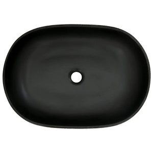 vidaXL Countertop Basin Black and Blue Oval 59x40x14 cm Ceramic