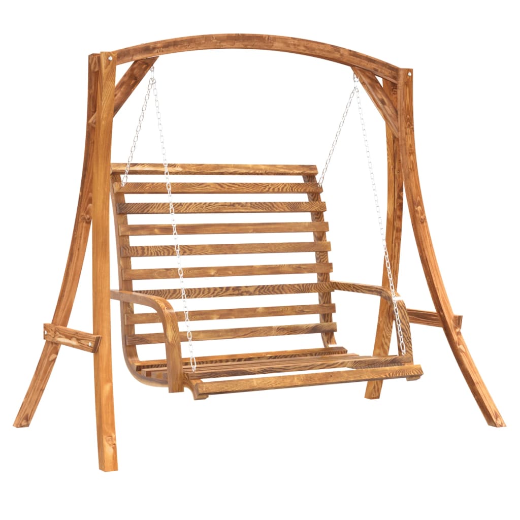 vidaXL Swing Bench Solid Wood Spruce with Teak Finish
