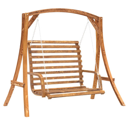 vidaXL Swing Bench Solid Wood Spruce with Teak Finish