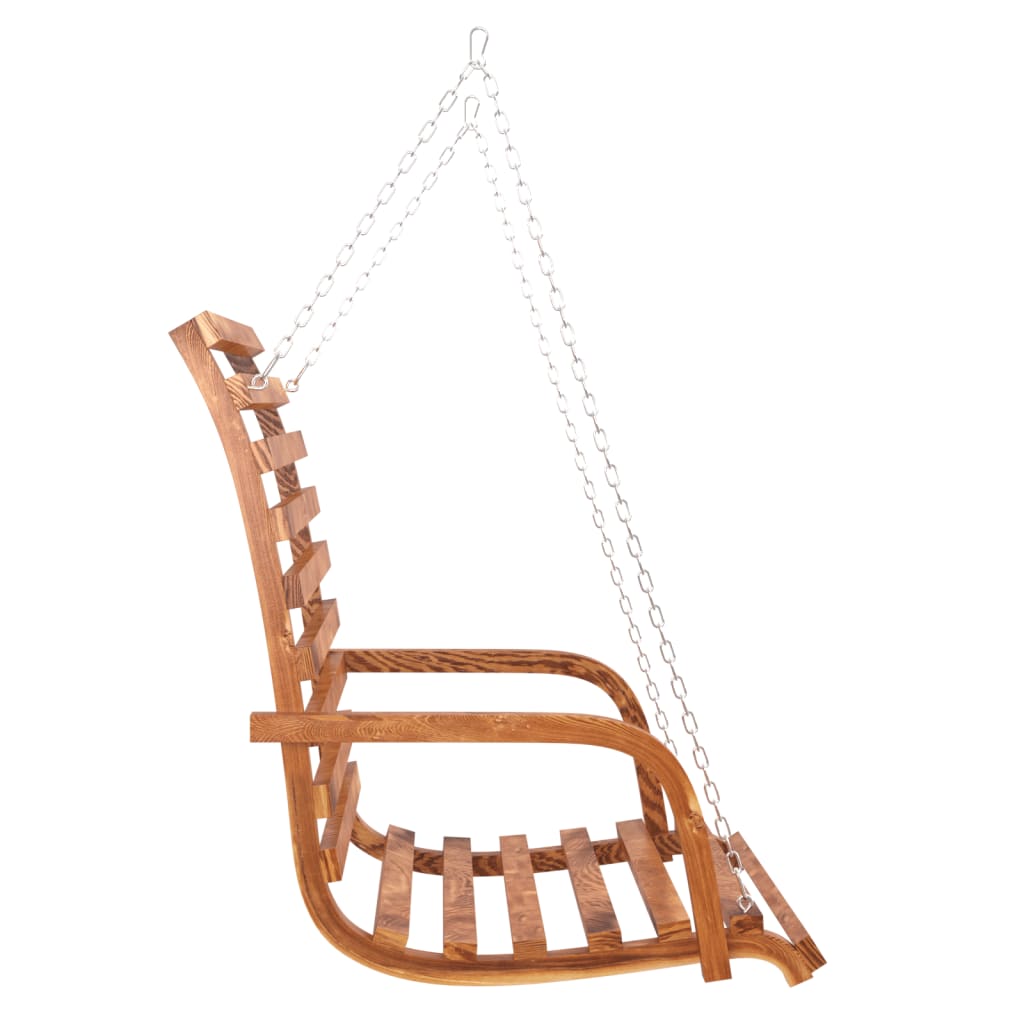 vidaXL Swing Bench Solid Wood Spruce with Teak Finish