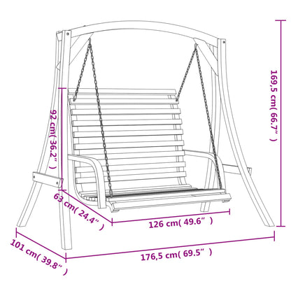 vidaXL Swing Bench Solid Wood Spruce with Teak Finish
