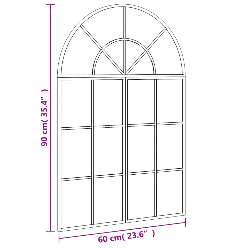 vidaXL Wall Mirror Black 60x90 cm Arch Iron