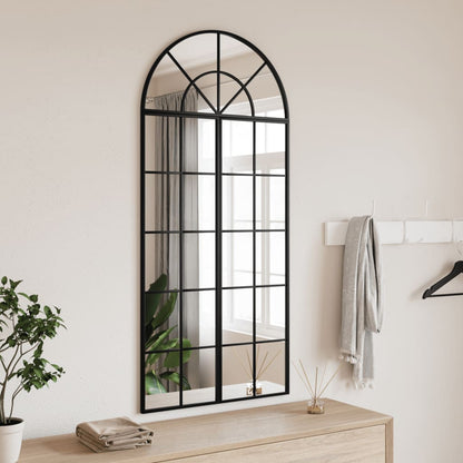 vidaXL Wall Mirror Black 60x130 cm Arch Iron