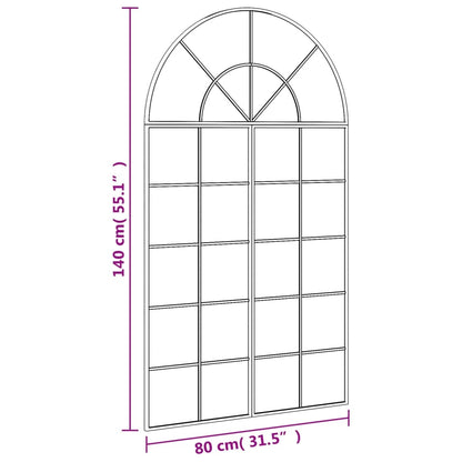 vidaXL Wall Mirror Black 80x140 cm Arch Iron