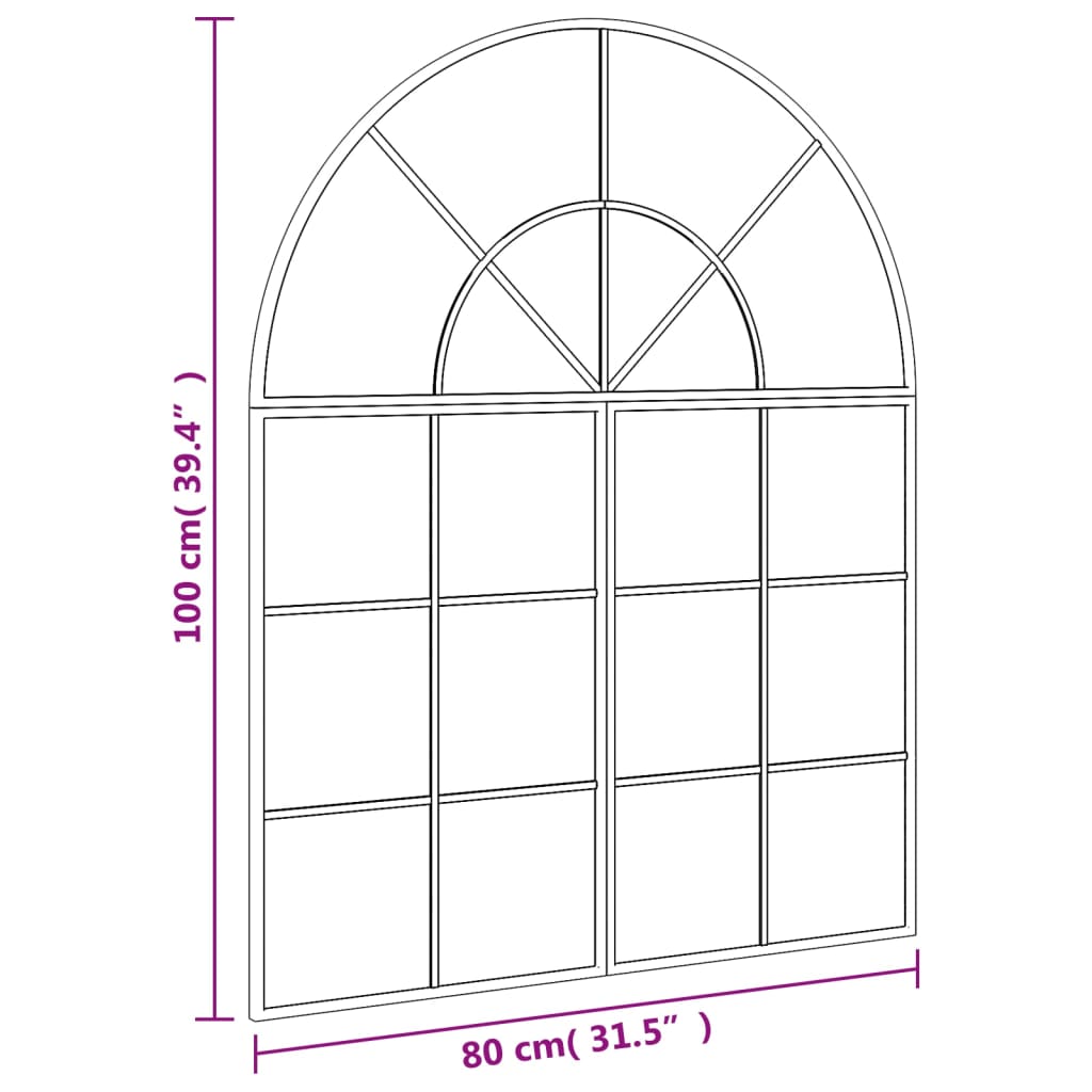 vidaXL Wall Mirror Black 80x100 cm Arch Iron