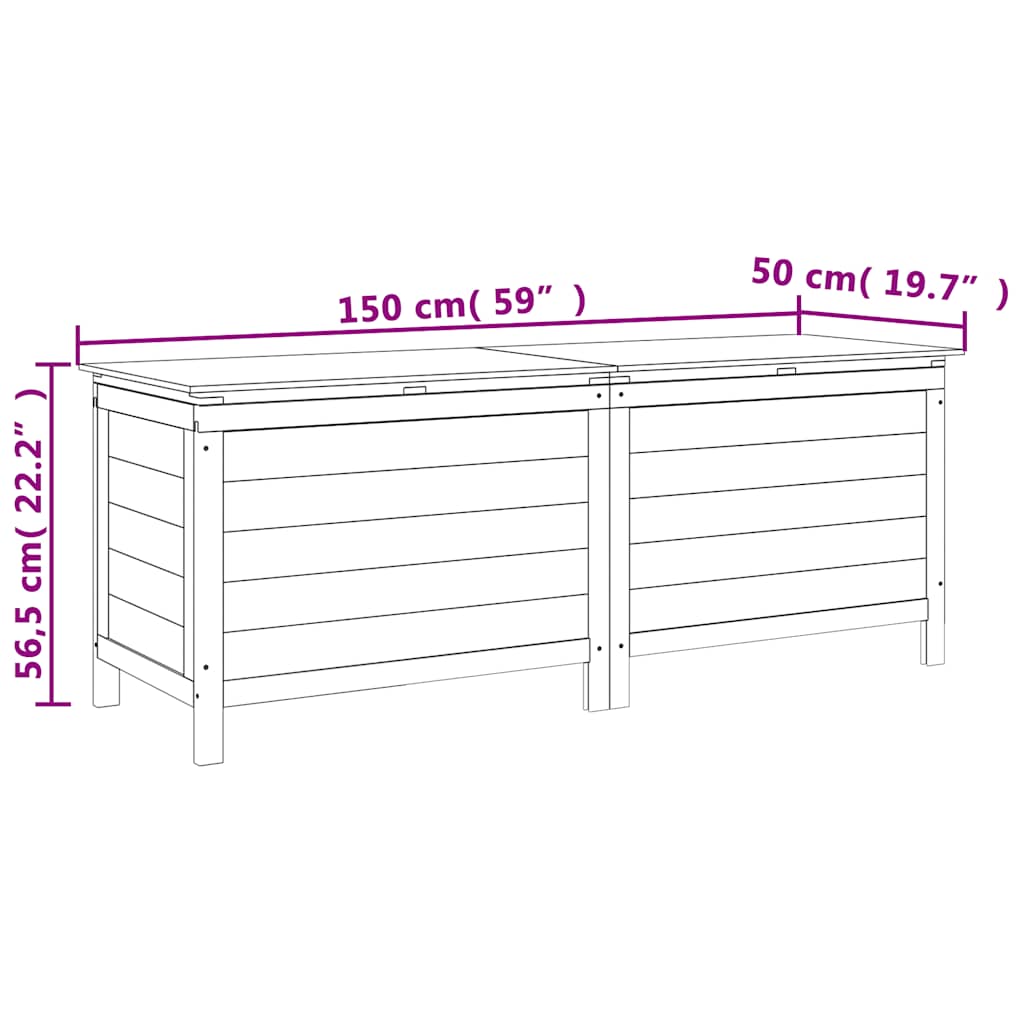 vidaXL Garden Storage Box Anthracite 150x50x56.5 cm Solid Wood Fir