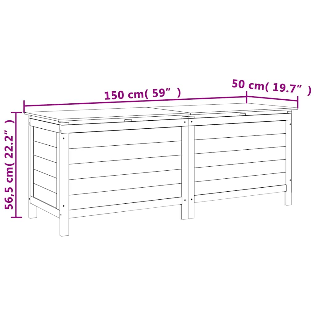 vidaXL Garden Storage Box Brown 150x50x56.5 cm Solid Wood Fir