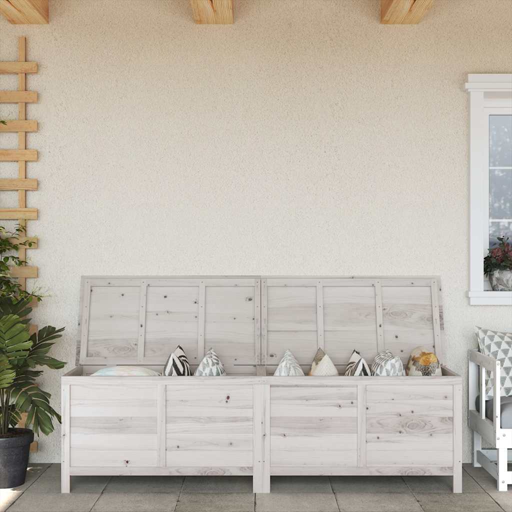 vidaXL Garden Storage Box White 198,5x50x56,5 cm Solid Wood Fir