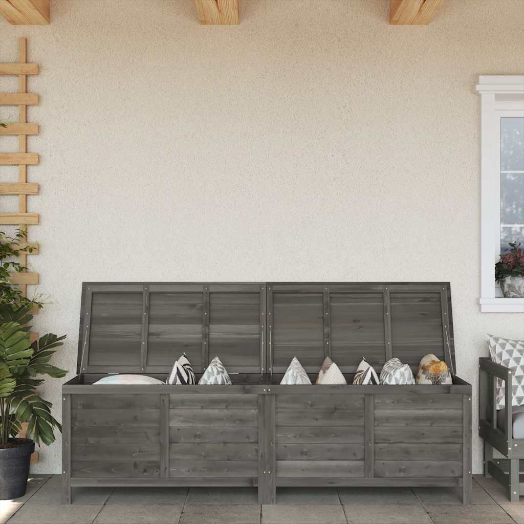 vidaXL Garden Storage Box Anthracite 198,5x50x56,5 cm Solid Wood Fir