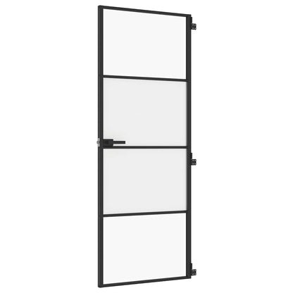 vidaXL Interior Door Slim Black 76x201,5 cm Tempered Glass and Aluminium