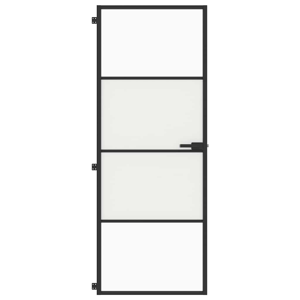 vidaXL Interior Door Slim Black 76x201,5 cm Tempered Glass and Aluminium