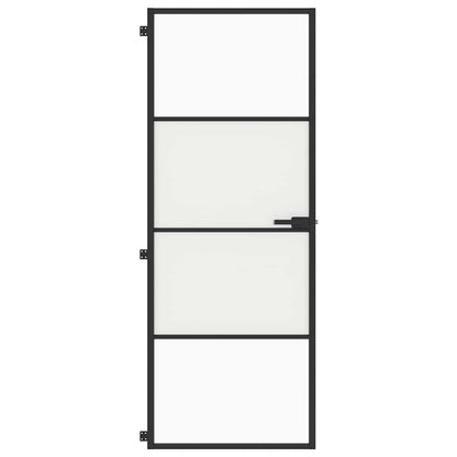 vidaXL Interior Door Slim Black 76x201,5 cm Tempered Glass and Aluminium