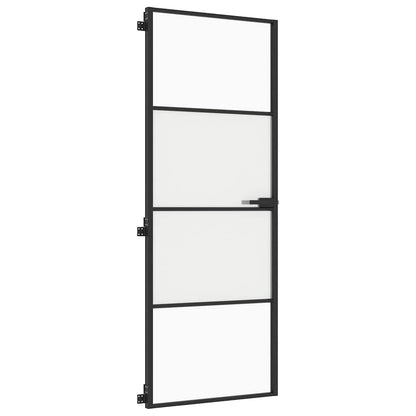 vidaXL Interior Door Slim Black 76x201,5 cm Tempered Glass and Aluminium