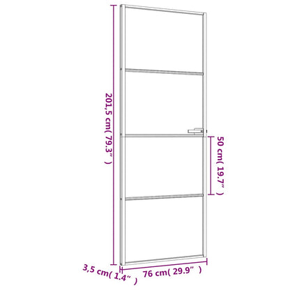 vidaXL Interior Door Slim Black 76x201,5 cm Tempered Glass and Aluminium