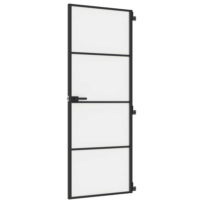 vidaXL Interior Door Slim Black 76x201,5 cm Tempered Glass and Aluminium