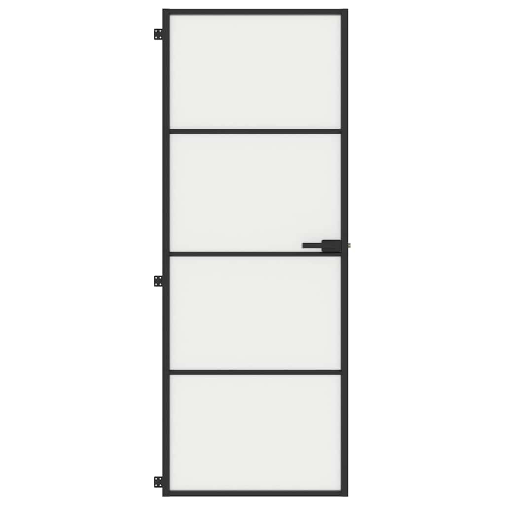 vidaXL Interior Door Slim Black 76x201,5 cm Tempered Glass and Aluminium