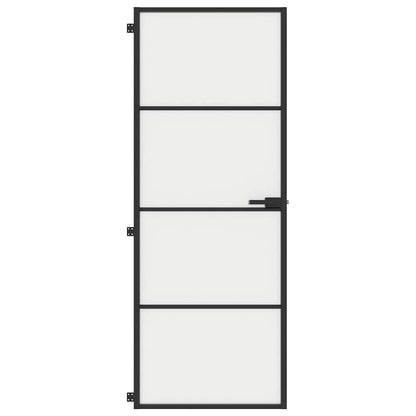 vidaXL Interior Door Slim Black 76x201,5 cm Tempered Glass and Aluminium