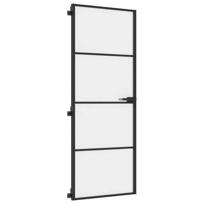 vidaXL Interior Door Slim Black 76x201,5 cm Tempered Glass and Aluminium