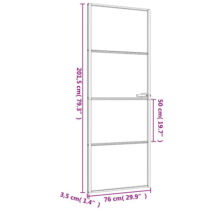 vidaXL Interior Door Slim Black 76x201,5 cm Tempered Glass and Aluminium
