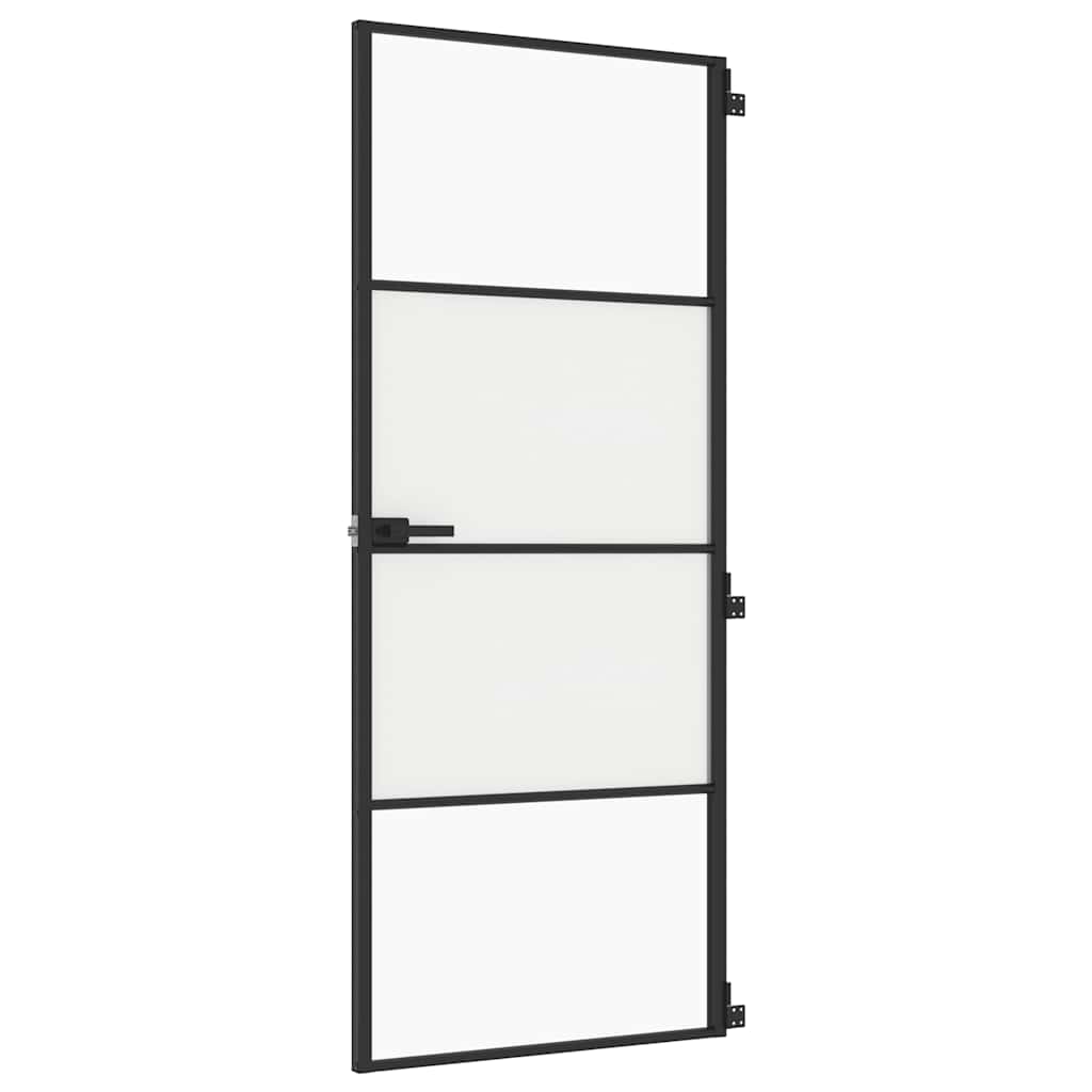 vidaXL Interior Door Slim Black 83x201,5 cm Tempered Glass and Aluminium