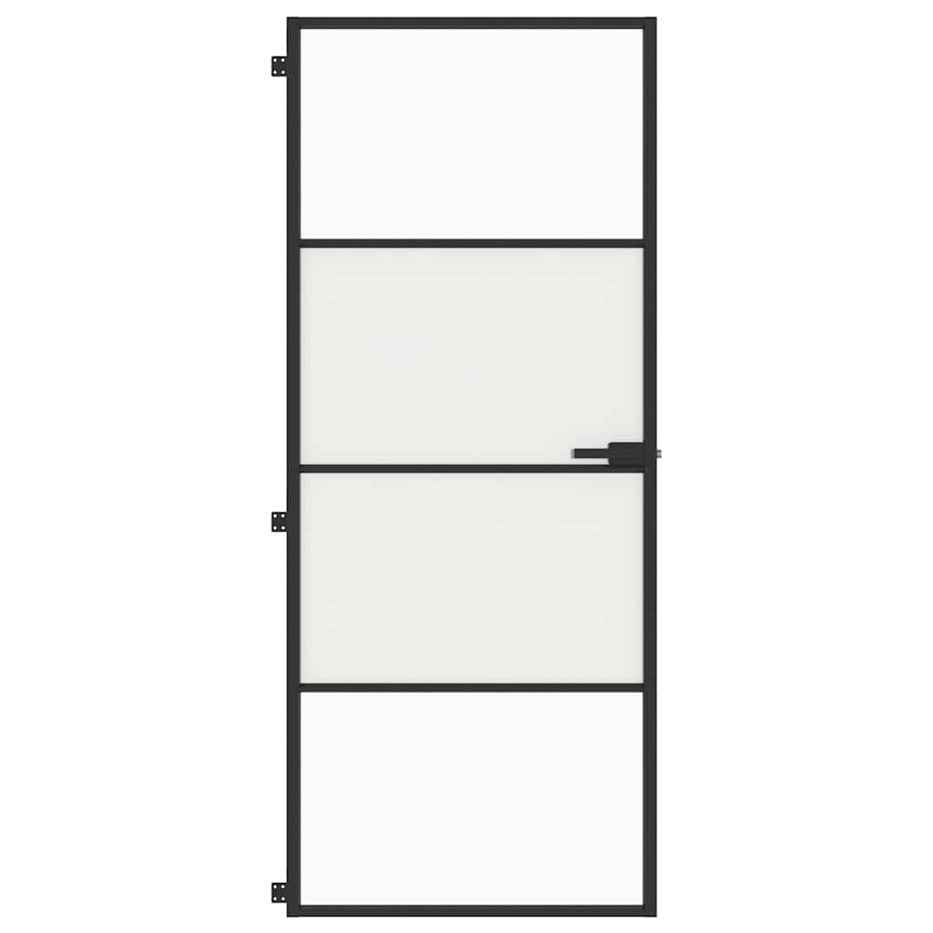 vidaXL Interior Door Slim Black 83x201,5 cm Tempered Glass and Aluminium