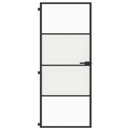 vidaXL Interior Door Slim Black 83x201,5 cm Tempered Glass and Aluminium