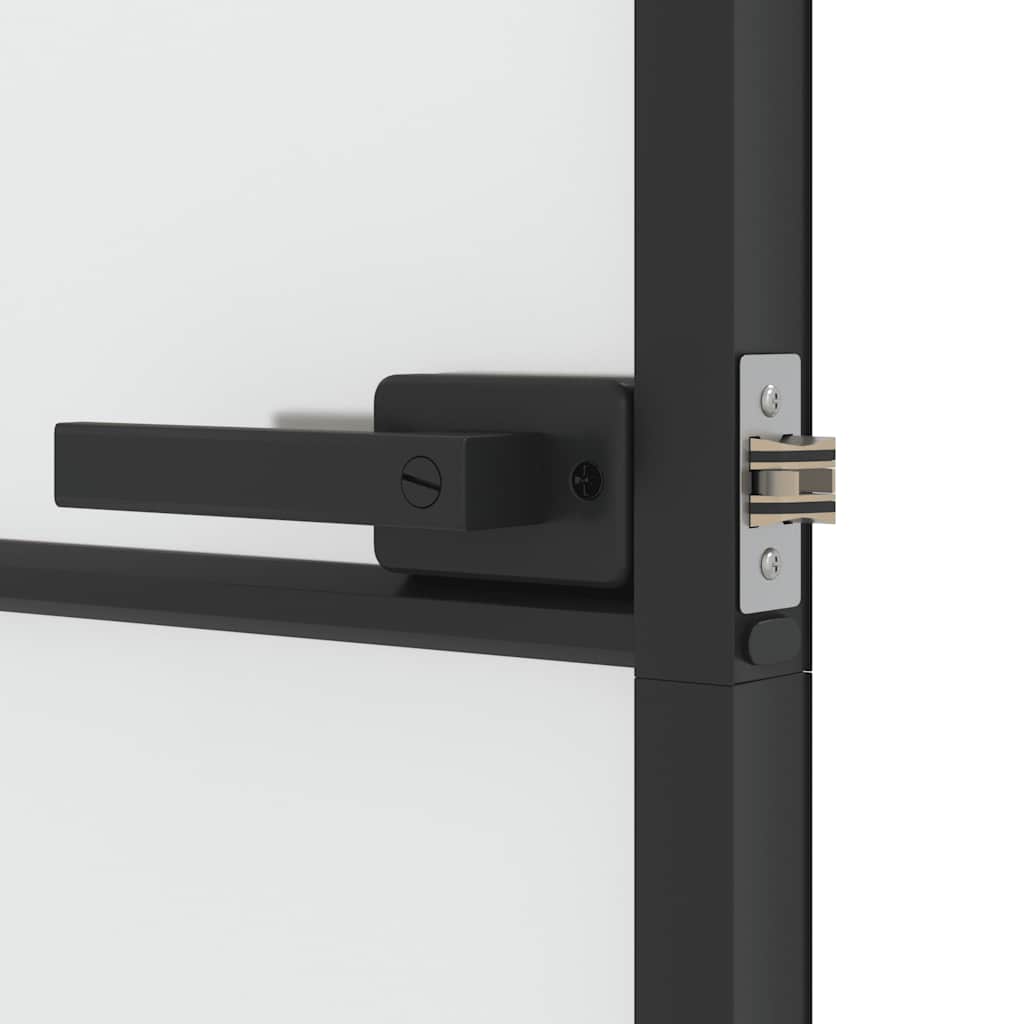 vidaXL Interior Door Slim Black 83x201,5 cm Tempered Glass and Aluminium