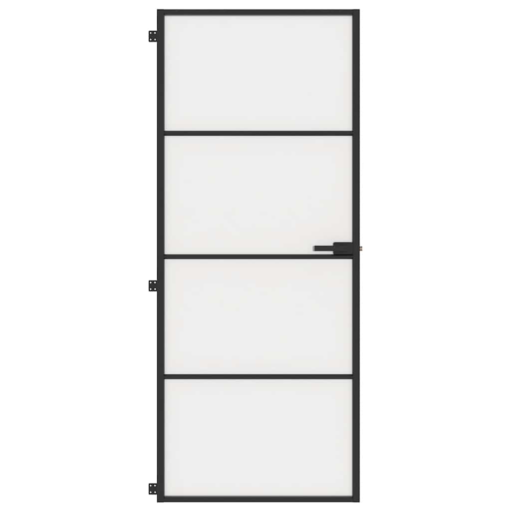 vidaXL Interior Door Slim Black 83x201.5 cm Tempered Glass and Aluminium