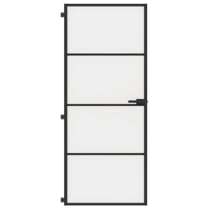 vidaXL Interior Door Slim Black 83x201.5 cm Tempered Glass and Aluminium