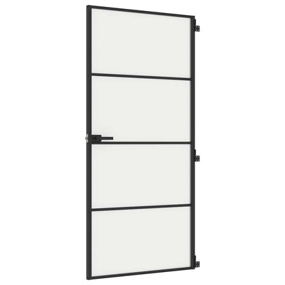 vidaXL Interior Door Slim Black 93x201,5 cm Tempered Glass and Aluminium