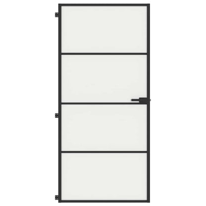 vidaXL Interior Door Slim Black 93x201,5 cm Tempered Glass and Aluminium