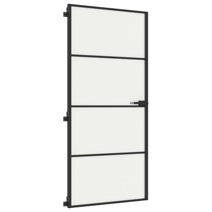 vidaXL Interior Door Slim Black 93x201,5 cm Tempered Glass and Aluminium