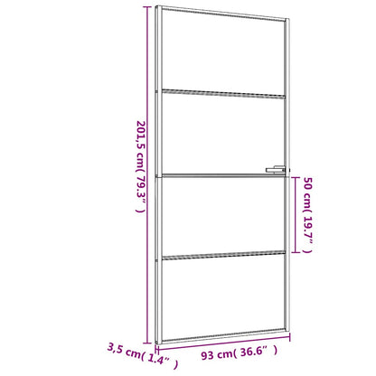 vidaXL Interior Door Slim Black 93x201,5 cm Tempered Glass and Aluminium