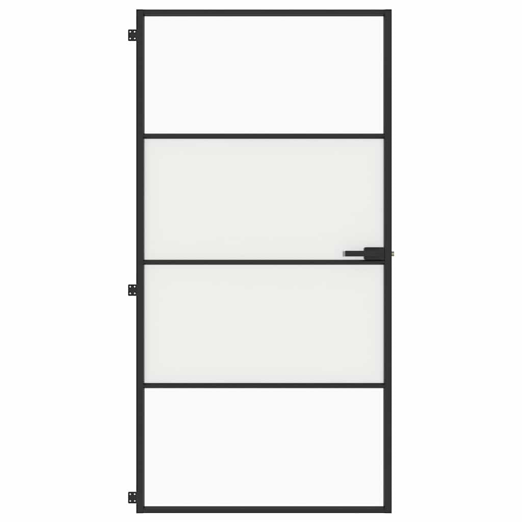 vidaXL Interior Door Slim Black 102.5x201.5 cm Tempered Glass and Aluminium