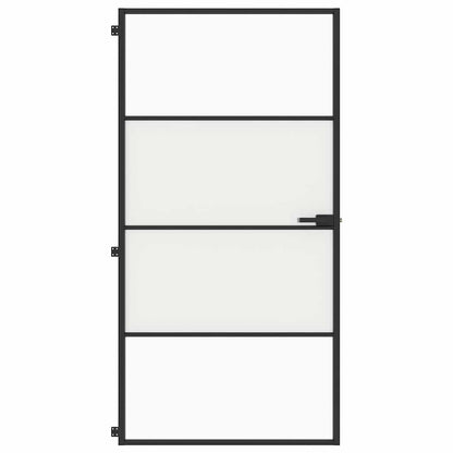 vidaXL Interior Door Slim Black 102.5x201.5 cm Tempered Glass and Aluminium
