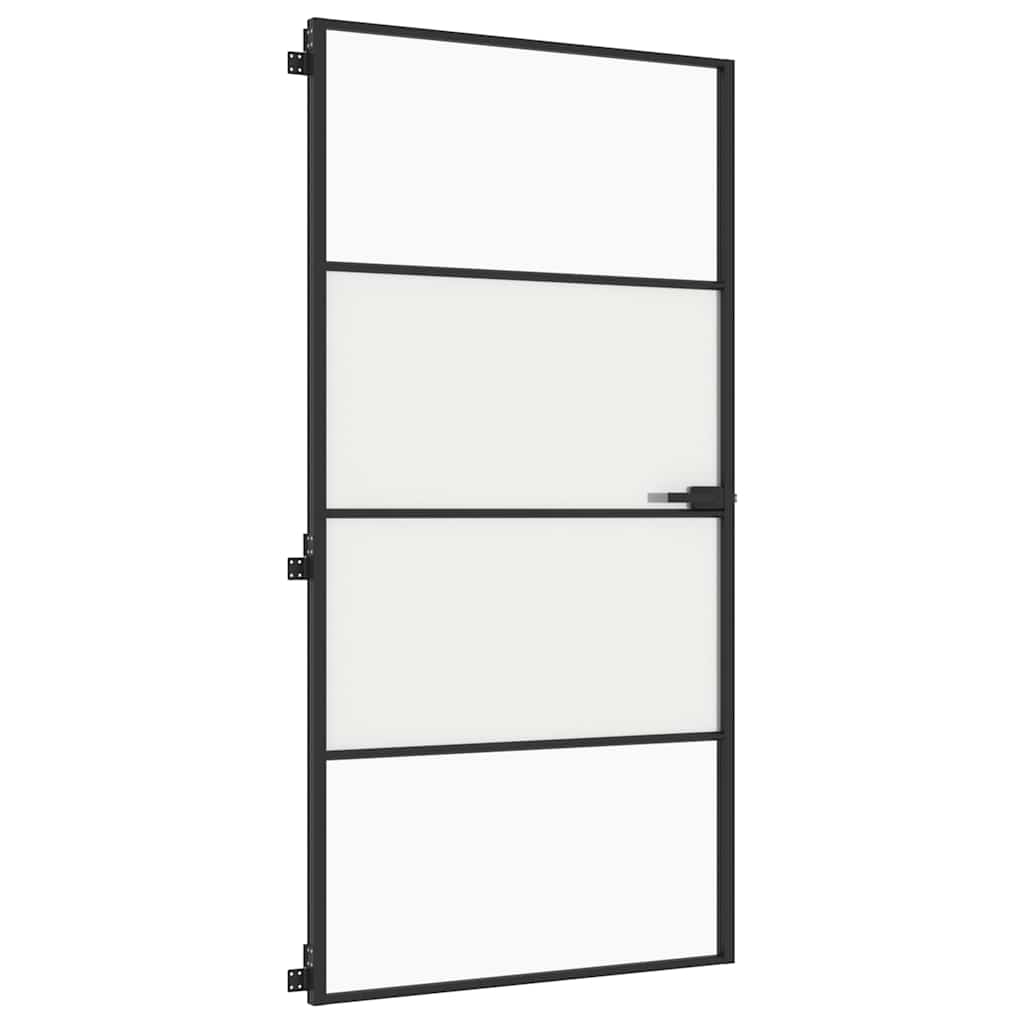 vidaXL Interior Door Slim Black 102.5x201.5 cm Tempered Glass and Aluminium